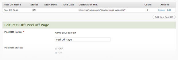 WP Pill Off option page